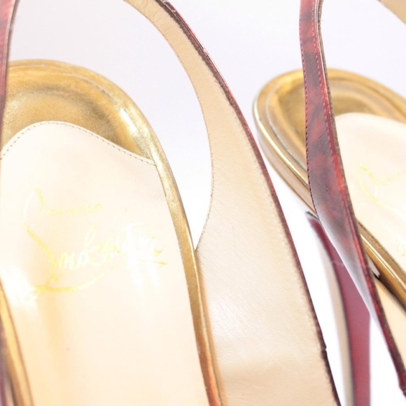 CHRISTIAN LOUBOUTIN #4775 Red-Gold Slingback Heels - Picture 6 of 8